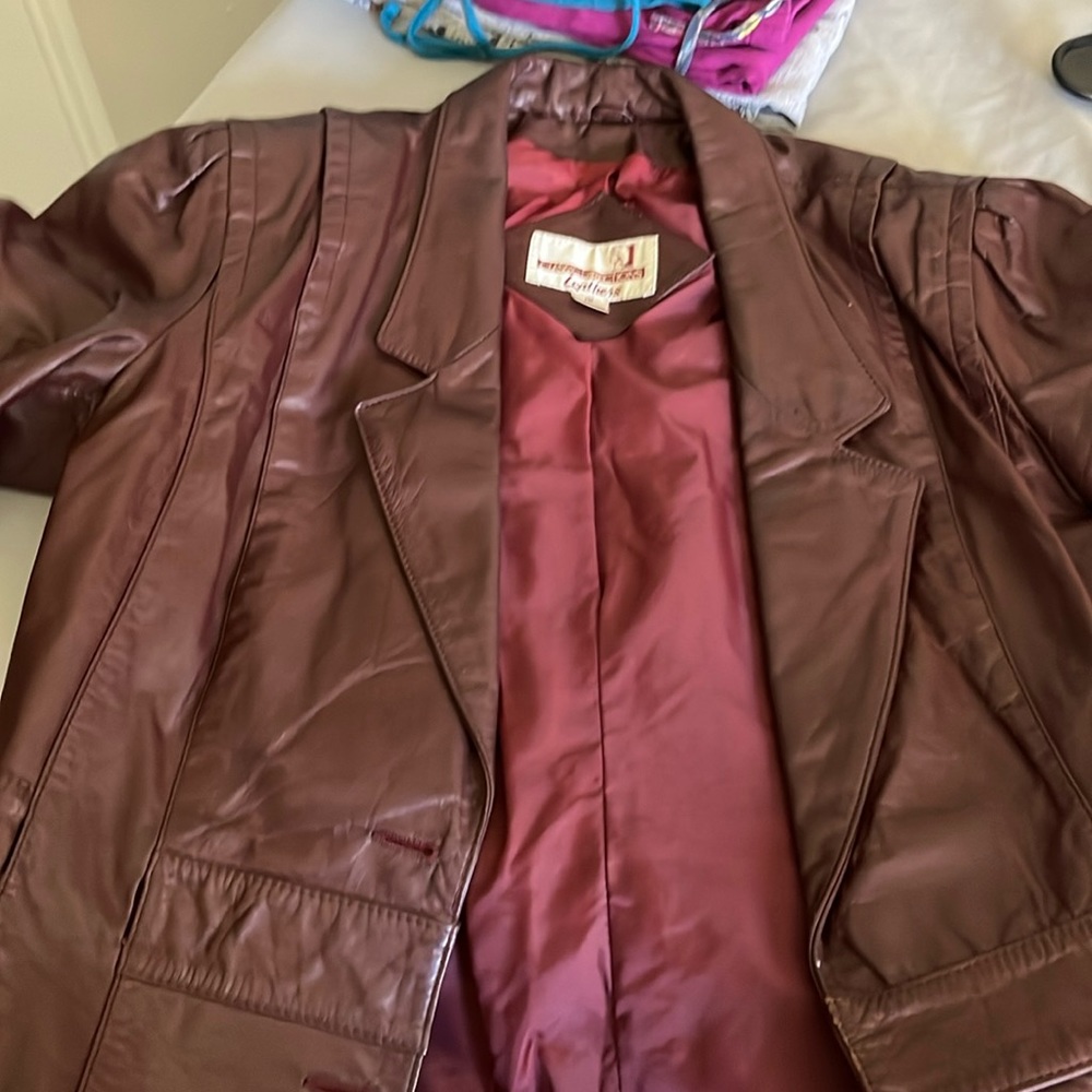 Maroon genuine leather jacket